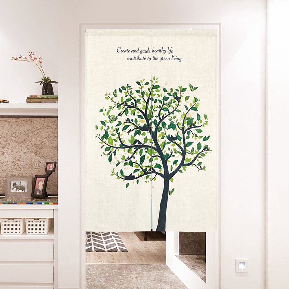 BAIHT HOME Cotton Linen Japanese Noren Doorway Curtain Tapestry with Summer Mood Screen Door Blind 33.5" Width x 59.1" Long