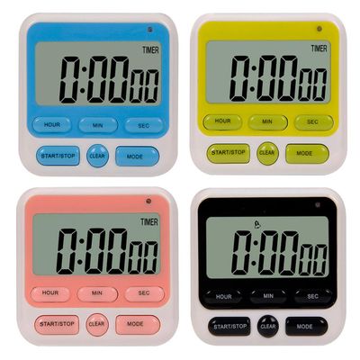 24-Hours Digital Kitchen Timer, Upgraded 12-Hour Display Clock, Big Digits, Loud Alarm, Magnetic Backing Stand, Count-Up & Count Down, Kids Timers for Cooking Baking Classroom Teachers Games(4 Pack)