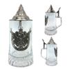 0.5 Liter | OktoberfestHaus Beer Glass Medieval German Eagle Metal Medallion Bar Gifts for Men With Metal Lid Glass Mug view 2