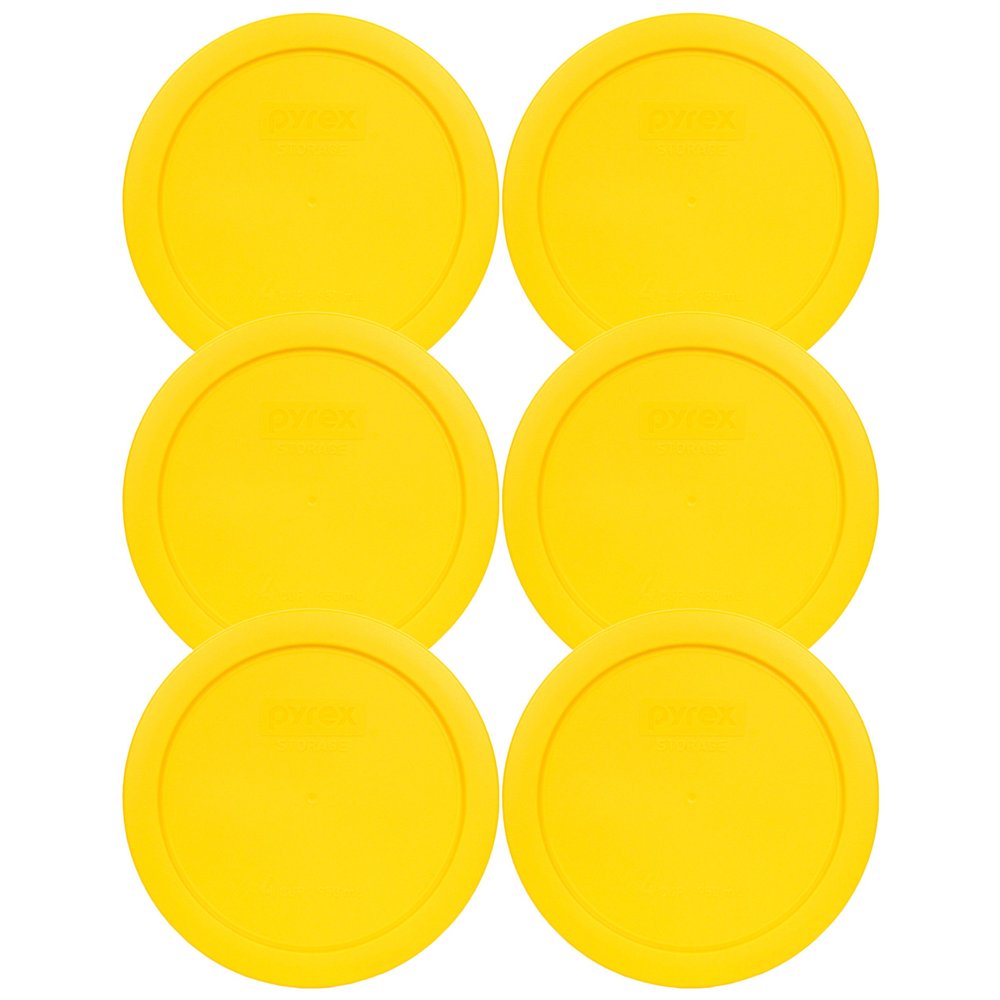 Pyrex 7201-PC 4 Cup Meyer Lemon Yellow Food Storage Replacement Lids (6-Pack) - Made in USA