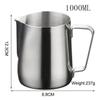 34 OZ Kitchen Stainless Steel Milk Frothing Pitcher Jug Espresso Latte Coffee Creamer Frothing Steaming Pitcher Cup,1000ml view 2
