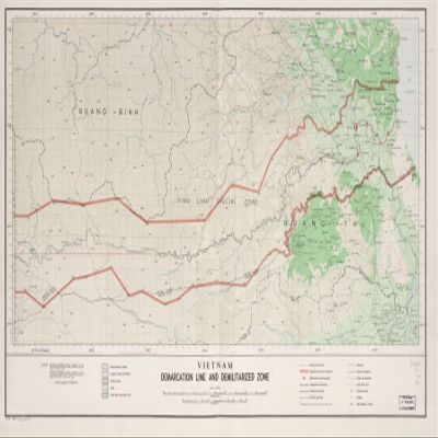 16" x 24" 1966 Map Of Vietnam Demarcation Line & Demilitarized Zone
