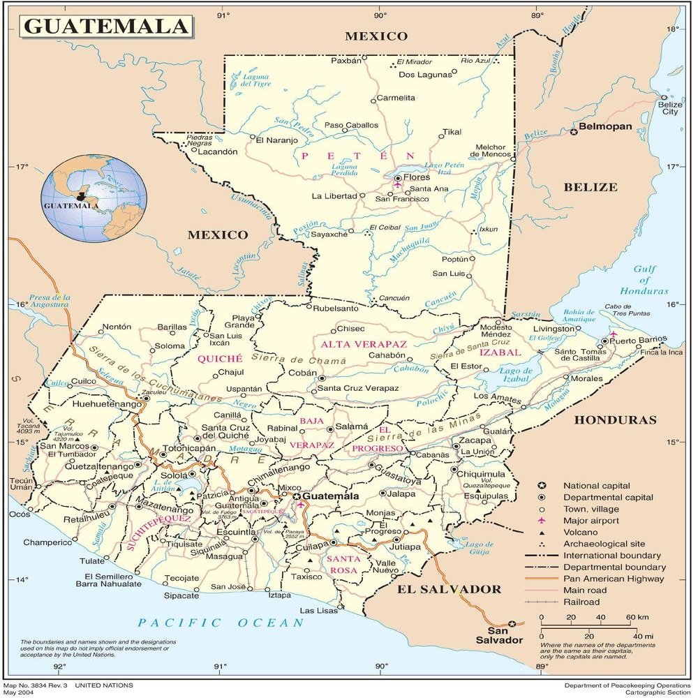 Gifts Delight Laminated 24x28 Poster: Road Map - Large Detailed Road and Political Map of Guatemala Guatemala Large Apps Directories