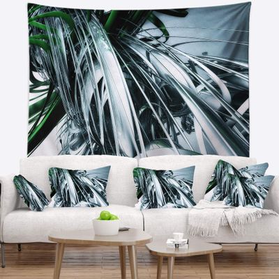 Designart ' 3D Green Black' Abstract Tapestry Blanket Dcor Wall Art for Home and Office, Created On Lightweight Polyester Fabric x Large: 92 in. x 78 in