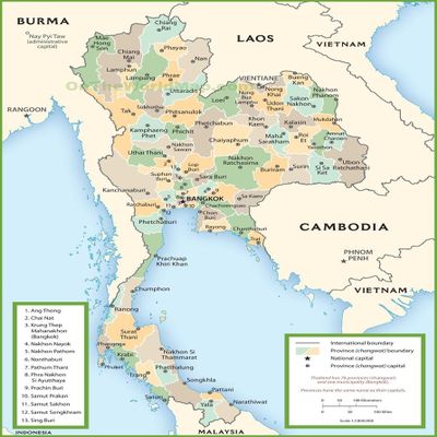 Gifts Delight Laminated 24x32 Poster: Thailand Political map