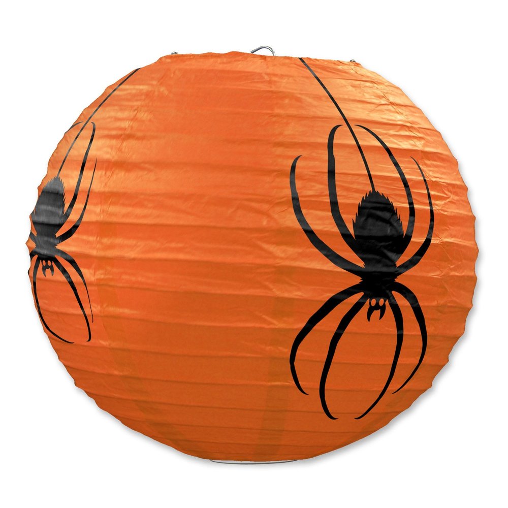 Beistle Club Pack Halloween Spider Print Paper Lanterns, Box of 18