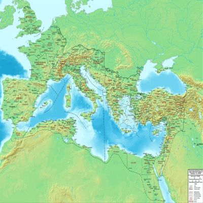 Gifts Delight Laminated 41x24 Poster: Physical Map - Mediterranean Map Physical Images