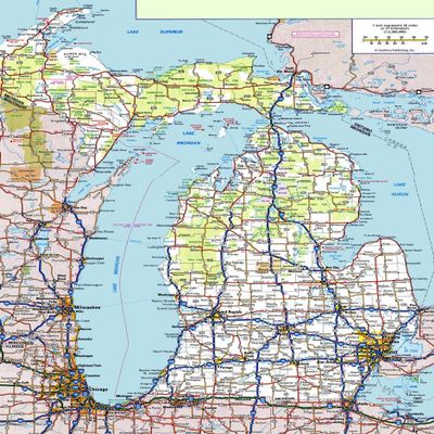 Gifts Delight Laminated 24x30 Poster: Michigan Road Map Michigan Map
