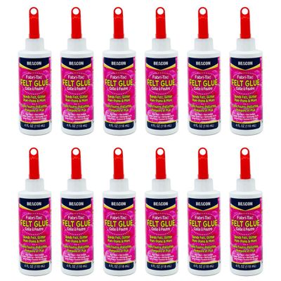 BEACON Felt Glue - Fast Fix for All Felt Projects, Non-Toxic, Dries Clear, Great for Kids, Washer-Friendly, 4-Ounce, 12-Pack