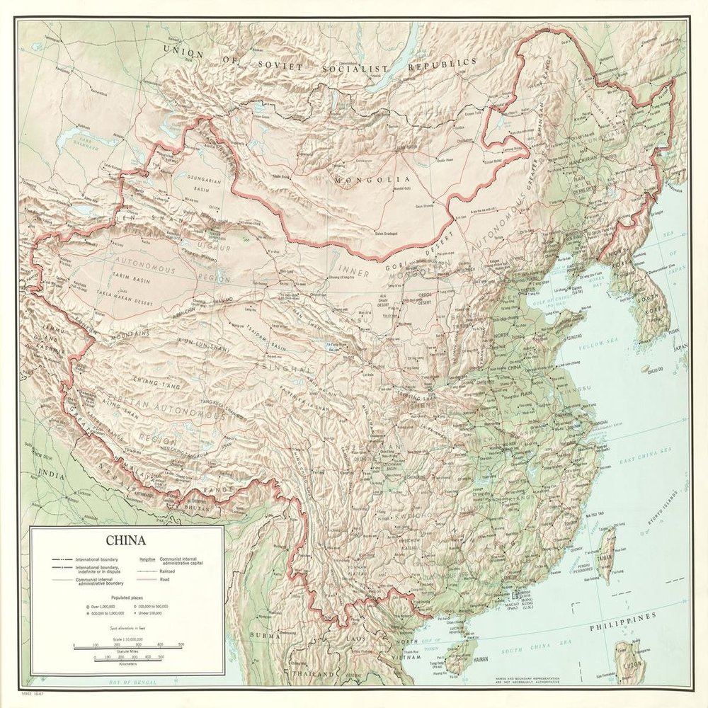 Gifts Delight Laminated 28x24 Poster: Pin China Physical Map Land Composition 1024x824 Maps of on
