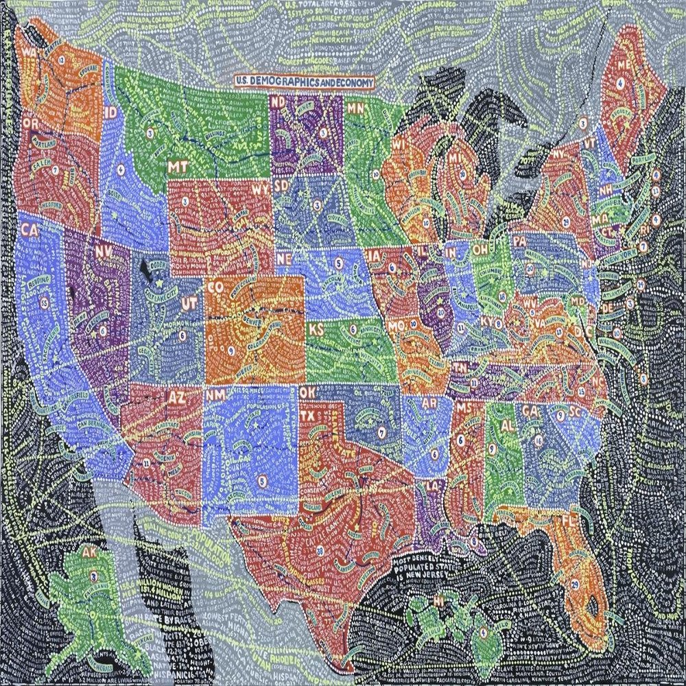 Gifts Delight Laminated 35x24 Poster: Economic Map - Color by Number The Gorgeous, Obsessive U.S. Maps of Paula Scher - Curbed