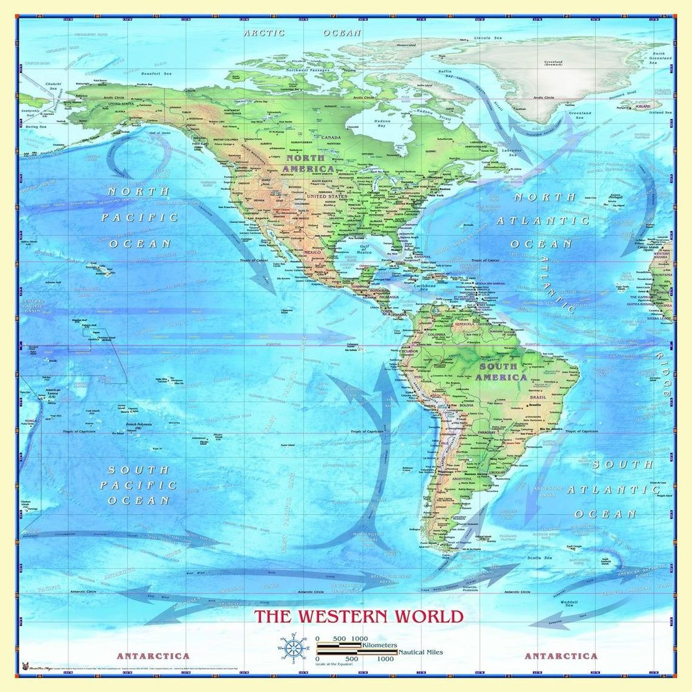 Gifts Delight Laminated 24x25 Poster: Physical Map - Western Hemisphere Wall Map