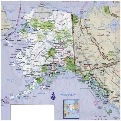 Laminated 28x24 Poster: Road Map of Alaska Adriftskateshop