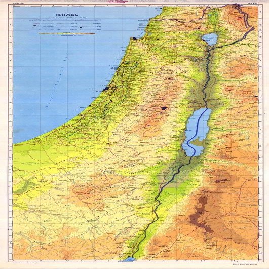 Gifts Delight Laminated Poster: Detailed Physical Map of Israel - English & Road Map