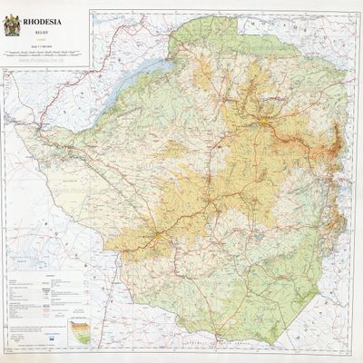 Gifts Delight Laminated 25x24 Poster: Physical Map - Rhodesian Maps Archive of Rhodesia