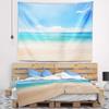 Designart ' Cloudy Horizon Over Beach' Seashore Photo Tapestry Blanket Dcor Wall Art for Home and Office, Created On Lightweight Polyester Fabric x Large: 92" x 78" view 1
