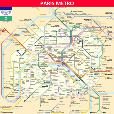Gifts Delight Laminated 24x25 Poster: Marne La Vallee - Paris Metro Map