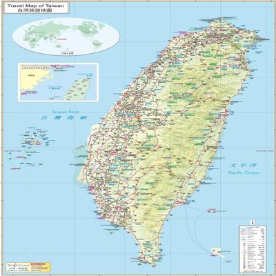 Gifts Delight Laminated 24x33 Poster: Taiwan Travel Map, Taiwan Tourist Attraction Map