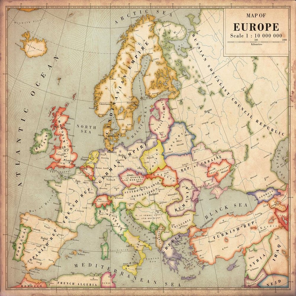 Gifts Delight Laminated 22x19 Poster: Ww1 - Alternate History Map of Europe v2 by Regicollis on