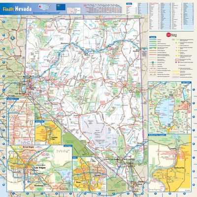 Gifts Delight Laminated 24x25 Poster: Road Map - Large Detailed Roads and Highways map of Nevada State with National Parks and All Cities
