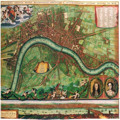 Gifts Delight Laminated 28x24 Poster: Vintage Map - 17th Century Antique London Street Map PLATTEGRONDEN Cartography London