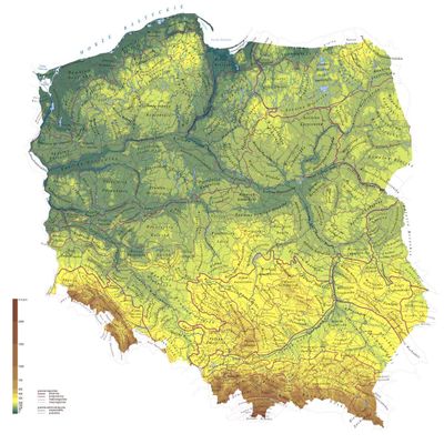 Gifts Delight Laminated 26x24 Poster: Large Detailed Physical map of Poland Poland Europe Mapsland Maps of The World