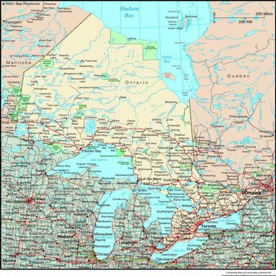Gifts Delight Laminated 24x25 Poster: Resource Map - Ontario, Canada Political Wall Map