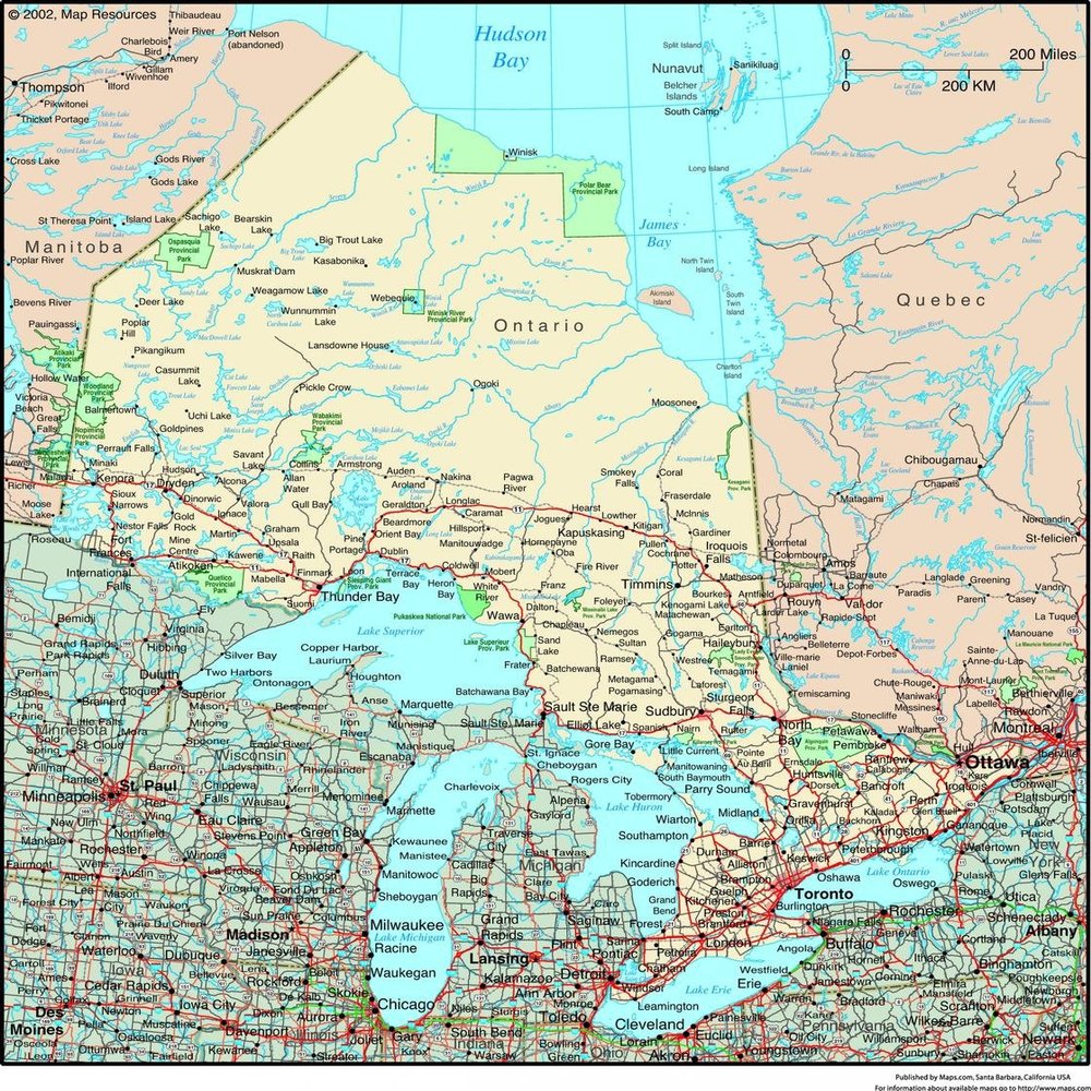 Gifts Delight Laminated 24x25 Poster: Resource Map - Ontario, Canada Political Wall Map