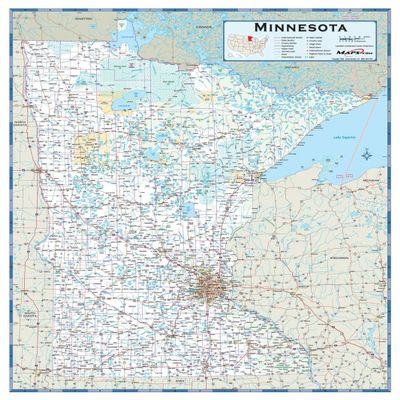 Laminated 24x27 Poster: Road Map - Minnesota Highway Wall Map