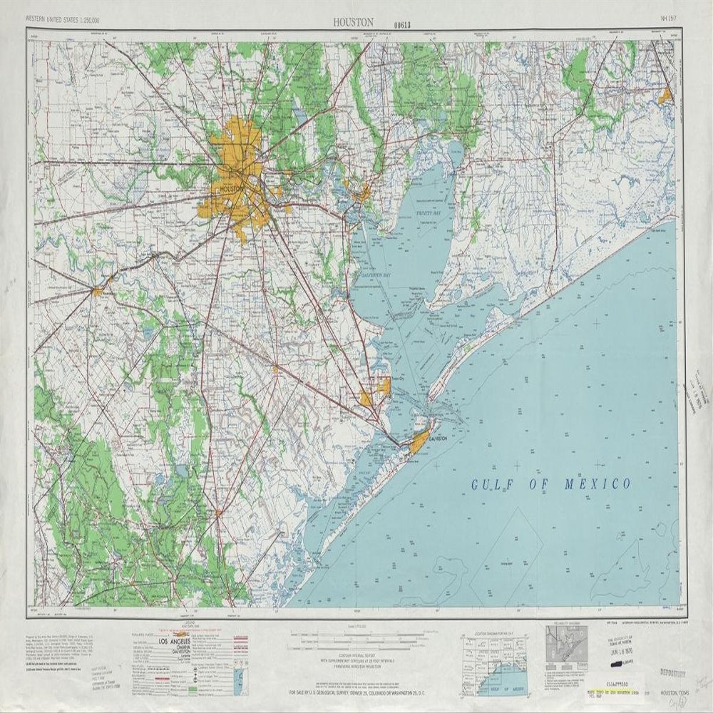 Gifts Delight Laminated 36x24 Poster: Houston Topographic Map Sheet, United States 1956 - Full Size