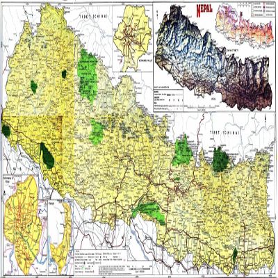 Gifts Delight Laminated 48x24 Poster: Road Map - Large Detailed Road and Physical map of Nepal. Nepal Large Detailed Road and Physical map