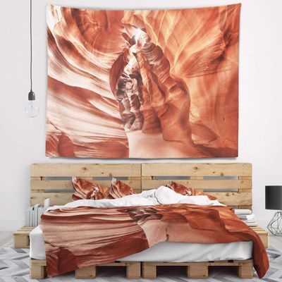 Designart ' Antelope Canyon High Structures' Landscape Photography Tapestry Blanket Dcor Wall Art for Home and Office, Created On Lightweight Polyester Fabric Medium: 39 in. x 32 in