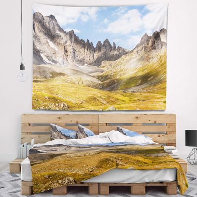 Designart ' Hills and Valleys in Golden Morning' Landscape Photography Tapestry Blanket Dcor Wall Art for Home and Office x Large: 80 in. x 68 in