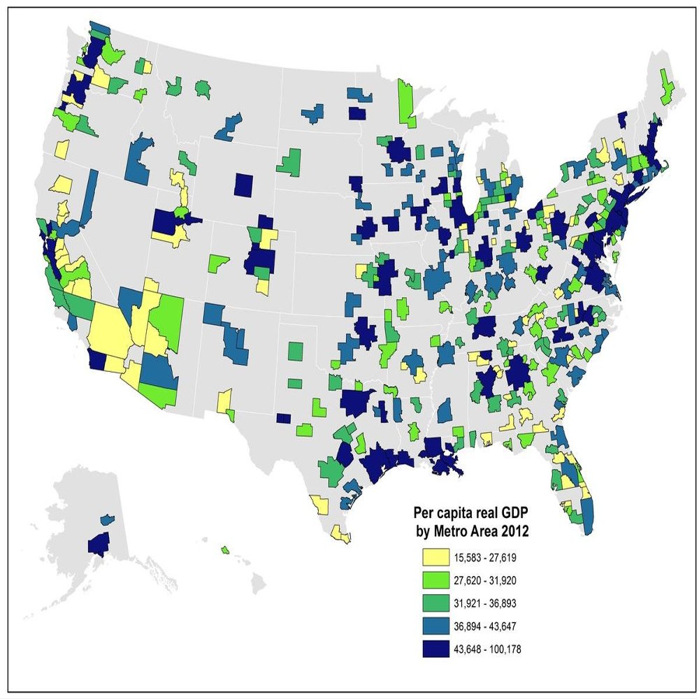 Gifts Delight Laminated 31x24 Poster: Economic Map - Americas Most Productive Metros - CityLab