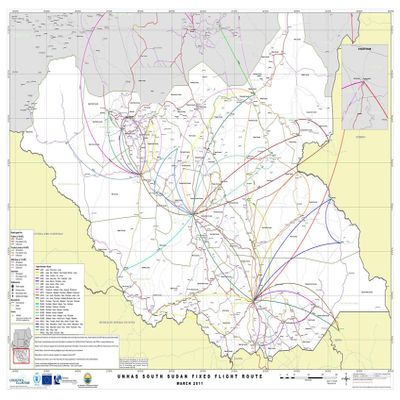 Gifts Delight Laminated 33x24 Poster: Resource Map - Sudan UNHAS South Sudan Fixed Flight Route March 2011 - Sudan ReliefWeb