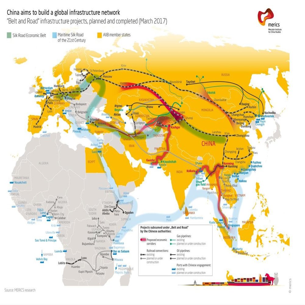 Gifts Delight Laminated 31x24 Poster: Economic Map - InfographicChina Mapping Silk Road Initiative - China Mapping - Publications - Mercator