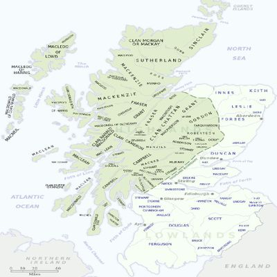 Gifts Delight Laminated 14x19 Poster Scottish Clan map