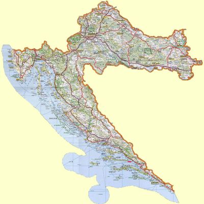 Gifts Delight Laminated 24x24 Poster: Large Detailed Road map of Croatia. Croatia Large Detailed Road mapMaps of All
