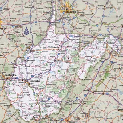 Laminated 27x24 High Quality Poster: Road Map - Highway Map Of West Virginia Virginia Map