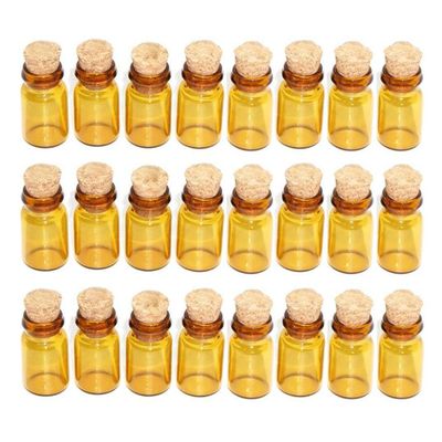 50PCS 0.5ml Mini Glass Wish Bottles with Corks Stoppers Small Bottle Decoration Crafts Vials Jars Gift DIY Bottles Decoration Message Weddings Wish Jewelry Party Favors(Brown)