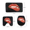 Amagical Sexy Decor Red and Black Bathroom Decoration 3 Piece Bathroom Mat Set Woman Red Lips Print Bath Mat Contour Mat Toilet Cover view 3