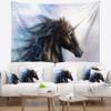 Designart ' Black Unicorn' Animal Tapestry Blanket Dcor Wall Art for Home and Office, Created On Lightweight Polyester Fabric x Large: 92 in. x 78 in view 3