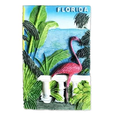 Flamingo Florida America Resin 3D Strong Fridge Magnet Souvenir Tourist Gift Chinese Magnet Hand Made Craft Creative Home and Kitchen Decoration Magnetic Sticker