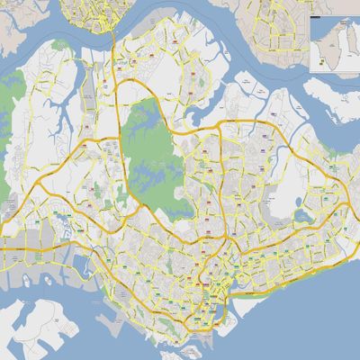 Gifts Delight Laminated 32x24 Poster: Physical Map - Maps of Singapore Detailed map of Singapore in English Tourist map of Singapore Road map