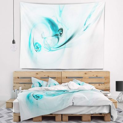 Designart ' Colored Smoke Light Blue' Abstract Tapestry Blanket Dcor Wall Art for Home and Office, Created On Lightweight Polyester Fabric x Large: 92 in. x 78 in