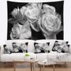 Designart ' Bunch of Roses Black and White' Floral Tapestry Blanket Dcor Wall Art for Home and Office x Large: 92 in. x 78 in view 1