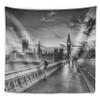Designart ' Beautiful Black and White London View' Cityscape Tapestry Blanket Dcor Wall Art for Home and Office, Created On Lightweight Polyester Fabric Large: 60 in. x 50 in view 2