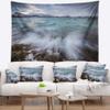 Designart ' Waves Splashing Rocks in Norway' Modern Seascape Tapestry Blanket Dcor Wall Art for Home and Office Medium: 39 in. x 32 in view 1