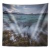 Designart ' Waves Splashing Rocks in Norway' Modern Seascape Tapestry Blanket Dcor Wall Art for Home and Office Medium: 39 in. x 32 in view 2