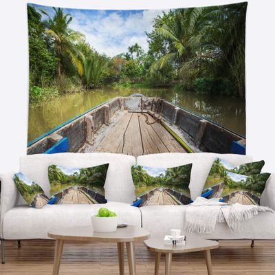 Designart Boat in Mekong River Vietnam, X-Large/92 x 78"